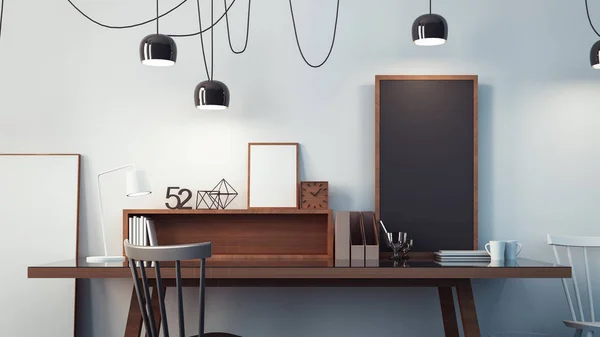 çalışma odası ve modern ofis iç / 3d render