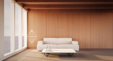 Deniz manzaralı üzerinde yaşayan Beach Lüks / 3d render 