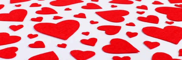 Rote Herzen Verschiedenen Größen Auf Weißem Hintergrund Erntekarten Für Den — Stockfoto