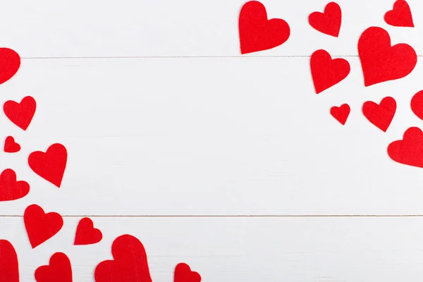 Rote Herzen Verschiedenen Größen Auf Weißem Hintergrund Erntekarten Für Den — Stockfoto