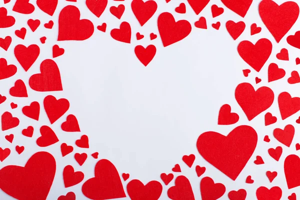 Red Hearts Different Sizes White Background Harvesting Cards Valentines Day — Stock Photo, Image