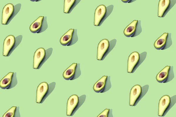 Molte Metà Avocado Motivo Striscione Preparazione Sfondo Brillante Colore Verde — Foto Stock