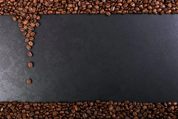 香气烤咖啡豆质朴的桌面 棕色横幅背景 — 图库照片