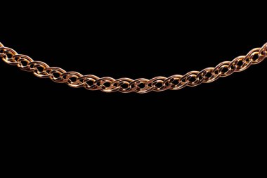 Altın zincir siyah arka plan üzerine sigara, dokuma. İzole, makro, yumuşak odak.