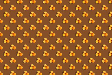 Portakal parlak renkli arka plan üzerinde. Yinelenen desen, duvar kağıdı narenciye ruh hali için hazırlık.