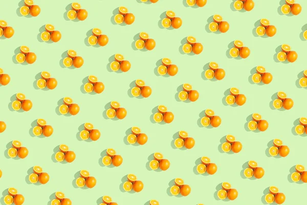 Pomeranče Jasně Barevném Pozadí Opakující Vzorek Příprava Tapetu Citrusové Náladu — Stock fotografie