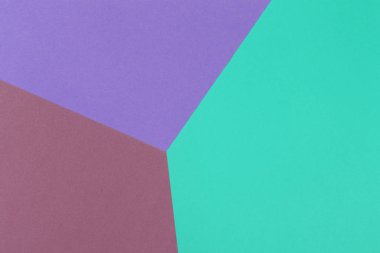 Kağıt boş mor, yeşil, kahverengi arka plan, geometrik olarak yer. Sunular için renk boş, kopyalama alanı.