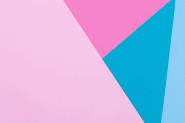 Kağıt pembe, mavi, pastel boş arka plan, geometrik olarak yer. Sunular için renk boş, kopyalama alanı.