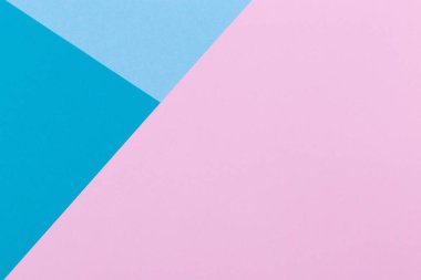 Kağıt pembe, mavi, pastel boş arka plan, geometrik olarak yer. Sunular için renk boş, kopyalama alanı.
