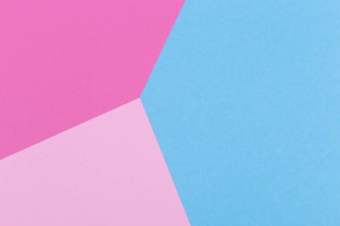 Kağıt pembe, mavi, pastel boş arka plan, geometrik olarak yer. Sunular için renk boş, kopyalama alanı.