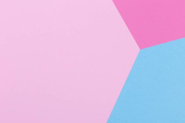 Kağıt pembe, mavi, pastel boş arka plan, geometrik olarak yer. Sunular için renk boş, kopyalama alanı.