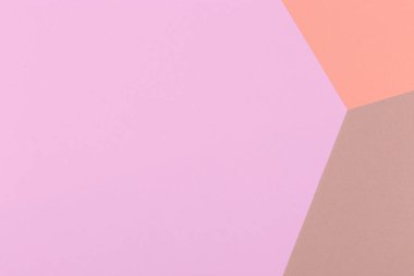 Kağıt turuncu, pembe, kahverengi boş arka plan, geometrik olarak yer. Sunular için renk boş, kopyalama alanı.