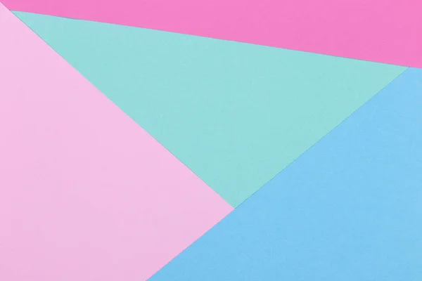 纸粉红色，蓝色，柔和，绿色空背景，几何位置。演示文稿的颜色空白，复制空间. — 图库照片