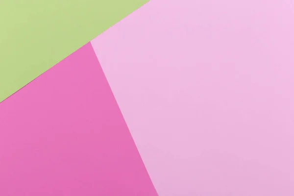 Papel rosa, verde, pastel, fundo de doces, geometricamente localizado. Cor em branco para apresentações, espaço de cópia . — Fotografia de Stock