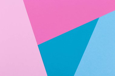 Kağıt pembe, mavi, pastel boş arka plan, geometrik olarak yer. Sunular için renk boş, kopyalama alanı.