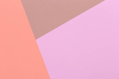 Kağıt turuncu, pembe, kahverengi boş arka plan, geometrik olarak yer. Sunular için renk boş, kopyalama alanı.
