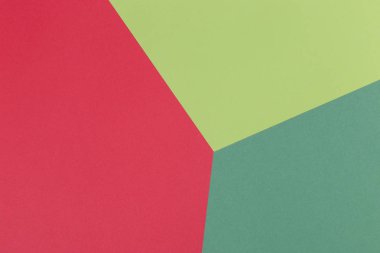 Kağıt boş yeşil, açık yeşil, kırmızı arka plan, geometrik olarak yer. Sunular için renk boş, kopyalama alanı.