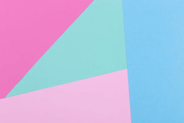 Papel rosa, azul, pastel, verde fundo vazio, geometricamente localizado. Cor em branco para apresentações, espaço de cópia . — Fotografia de Stock