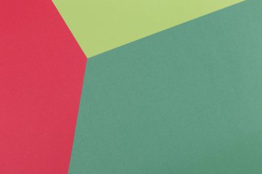 Kağıt boş yeşil, açık yeşil, kırmızı arka plan, geometrik olarak yer. Sunular için renk boş, kopyalama alanı.