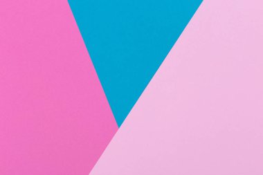 Kağıt pembe, mavi, pastel boş arka plan, geometrik olarak yer. Sunular için renk boş, kopyalama alanı.