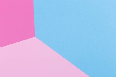 Kağıt pembe, mavi, pastel boş arka plan, geometrik olarak yer. Sunular için renk boş, kopyalama alanı.