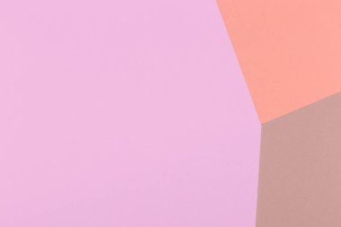 Kağıt turuncu, pembe, kahverengi boş arka plan, geometrik olarak yer. Sunular için renk boş, kopyalama alanı.