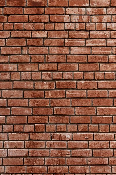 Old red brick wall, rustic texture, design vertical background.