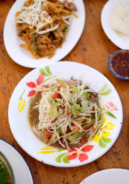 Thai Papaya Sallad Som Tum Från Thailand — Stockfoto