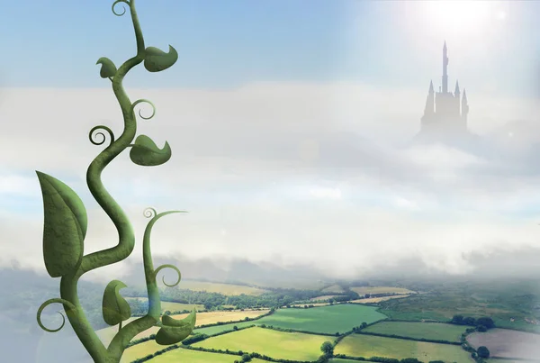 arka planda Sarayı ile bulutlar üzerinden yükselen dev beanstalk