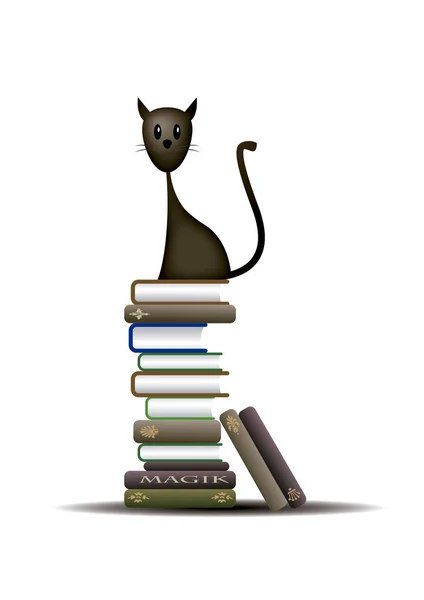 Cat on books — Stock Photo, Image