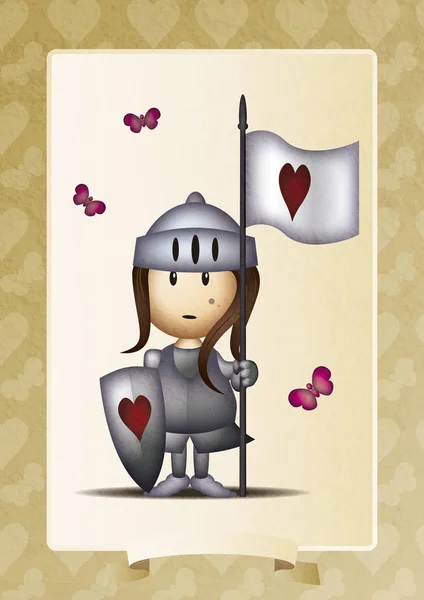 little girl knight with love banner