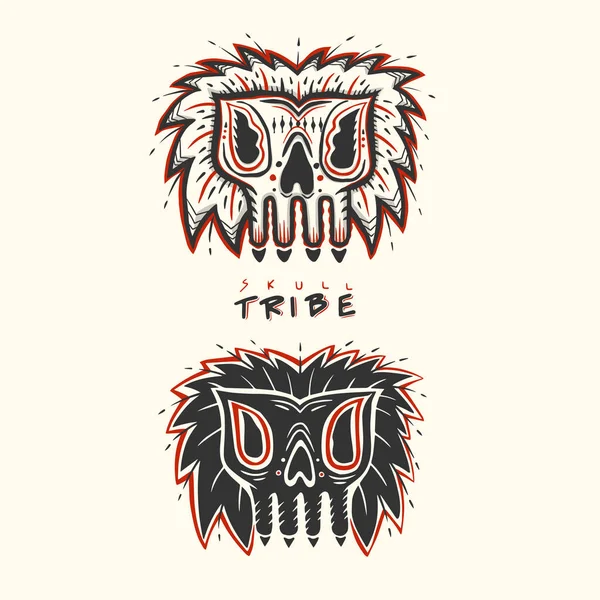 Skulltribe vektör logosu,vektör illüstrasyon