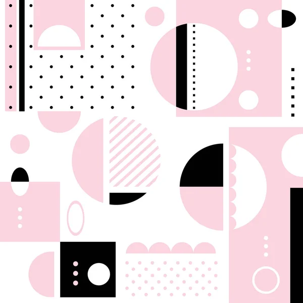 Pink Black Geometric Shapes Creative Pattern Composition White Background — Stock Vector