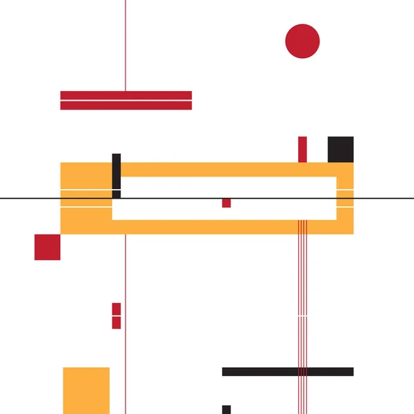 Gelbe Rote Und Schwarze Geometrische Formen Linien Rechtecke Quadrate Und — Stockvektor