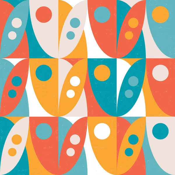 Oranje Blauw Geel Midden Van Eeuw Moderne Stijl Abstracte Geometrische — Stockvector