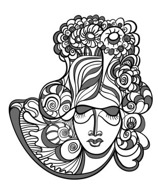 Kadının yüzü ile soyut tasarım