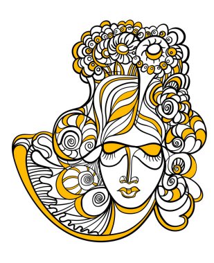 Kadının yüzü ile soyut tasarım