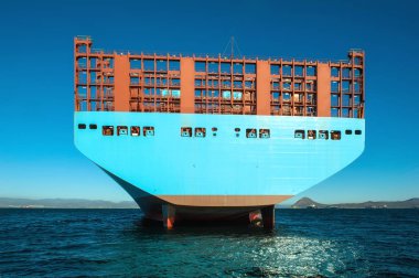 Feed a large container ship standing on the raid. clipart