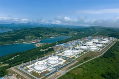 Nakhodka, Rusya-Temmuz 05, 2019: Şirket Transneft Petrol Terminali.