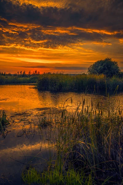 Belo Nascer Sol Tiro Com Nuvens Dramáticas Lago Preffered Por — Fotografia de Stock