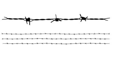 Silhouette Barbed wire template vector isolated on white background. clipart