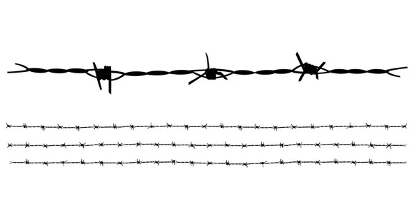 Silhouette Barbed Wire Template Vector Isolated White Background — Stock Vector