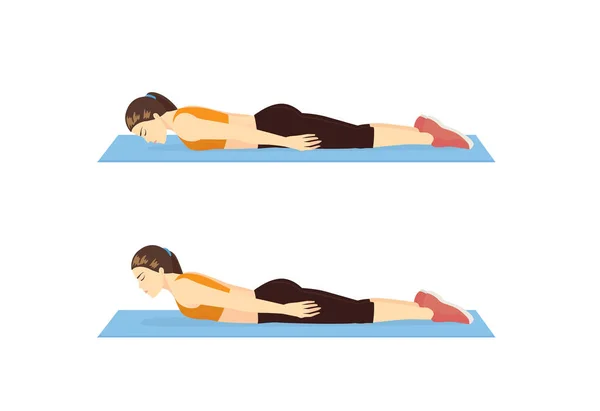 Mulher Fazendo Exercício Extensão Volta Passos Ilustração Sobre Fortalece Músculos —  Vetores de Stock