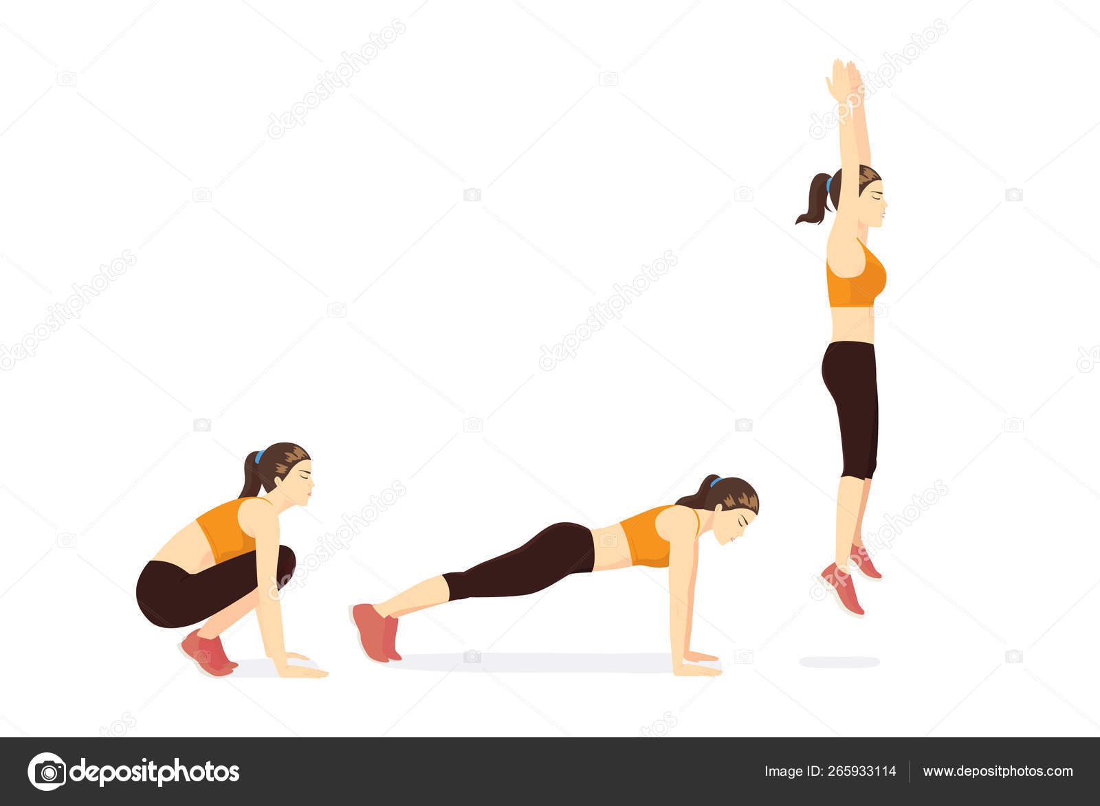 스쿼트 위치를 단계로하는 여성과 가이드 다이어그램에 스톡 벡터 - ©solar22 265933114, image size:1600x1173