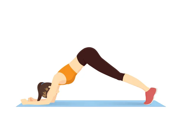 Woman Doing Sliding Pike Exercise Blue Mat Illustration Side Abs — 스톡 벡터