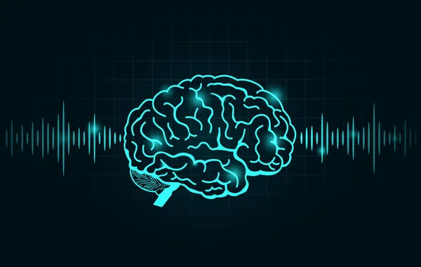 Хвиля Мозку Частотна Лінія Чорному Графіку Ілюстрація Про Нервову Систему — стоковий вектор