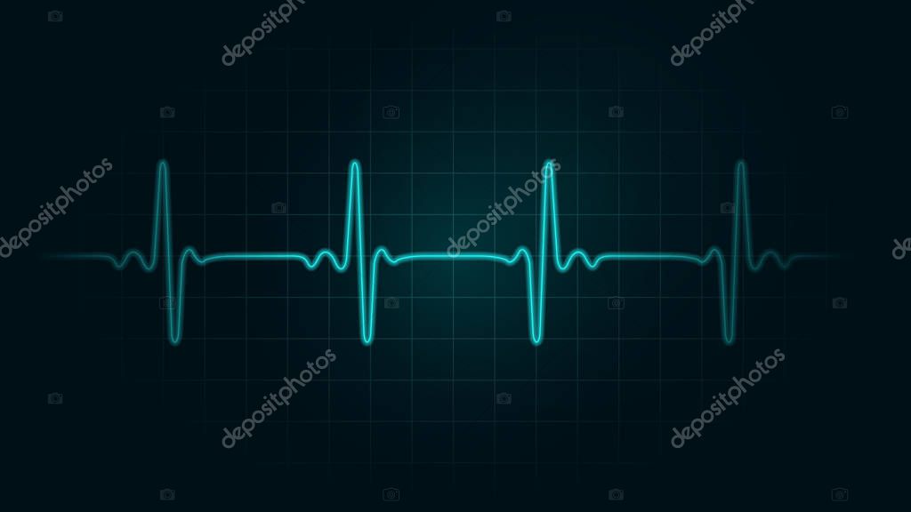 Pulse rate Line on green chart background of monitor. Illustration about heart rate and Cardiogram monitor.