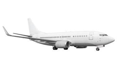 Beyaz arka plan üzerinde izole şasi tekerlekli beyaz uçak