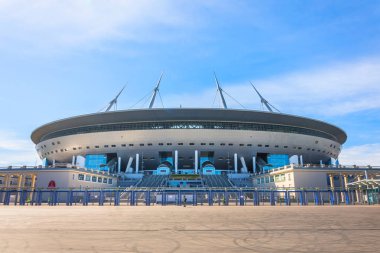 Havadan görünümü dünyanın en pahalı, FIFA Dünya Kupası 2018 Zenit Arena stadyum. Rusya, Saint-Petersburg, 03 Haziran 2018