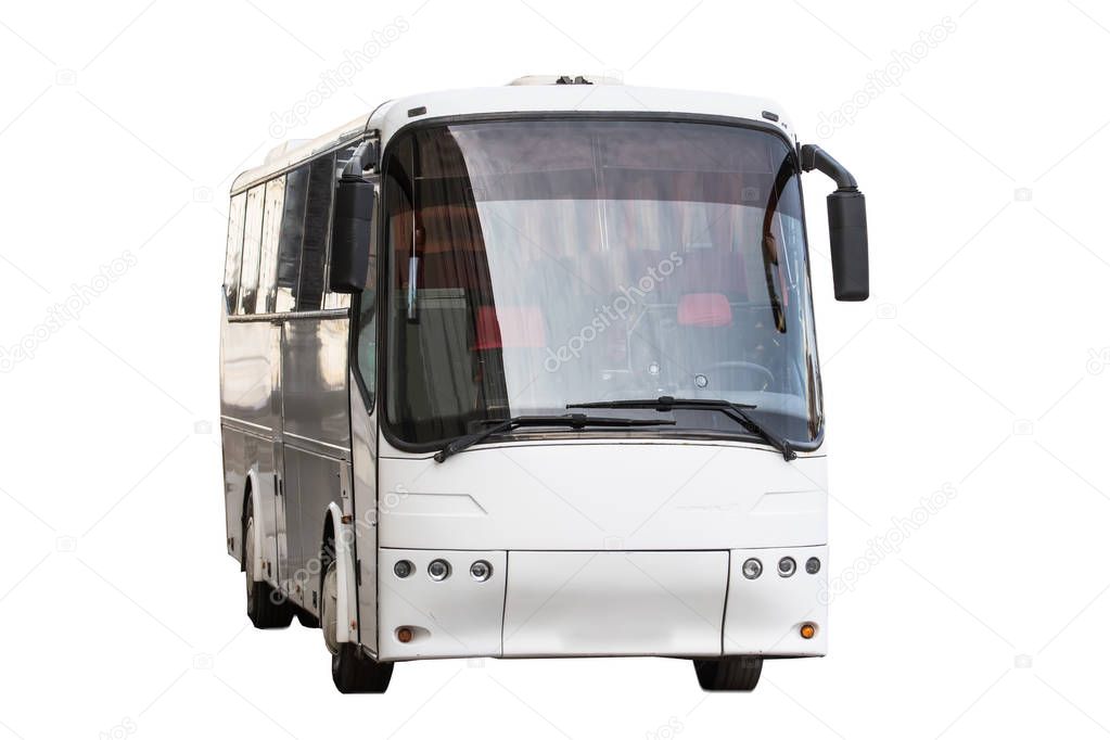 Big White Tour Bus isolated white background